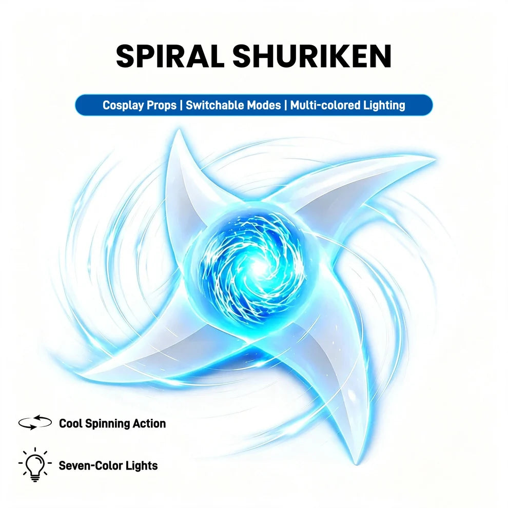 Naruto Spiral Shuriken LED Cosplay Prop – 1:1 RGB Light Up Rotating Ninja Collectible